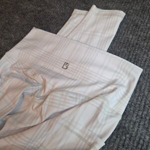 Buffbunny Collection White Grey Plaid High Waisted Leggings with Pockets Small